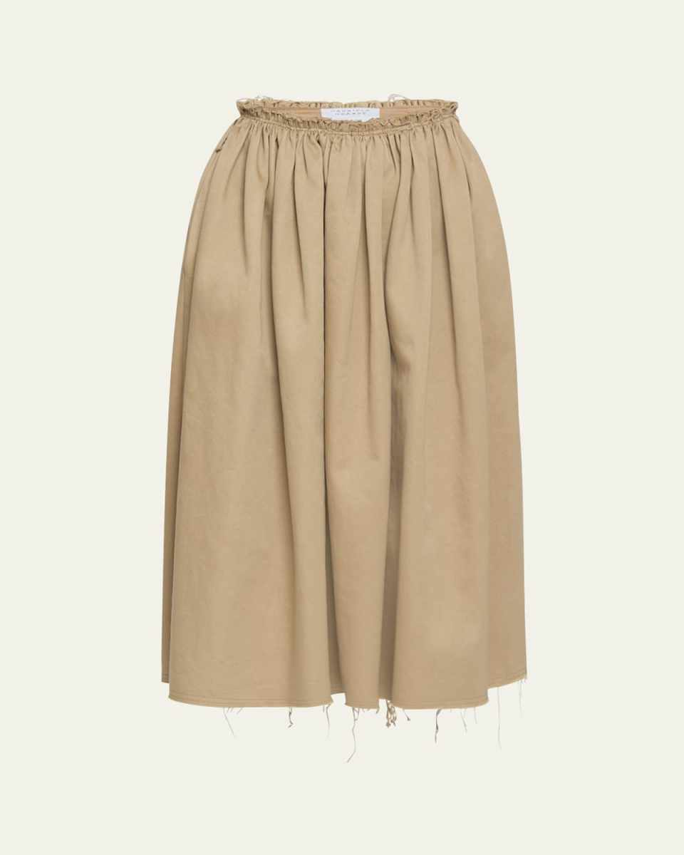 Chiara Frayed Poplin Midi Skirt